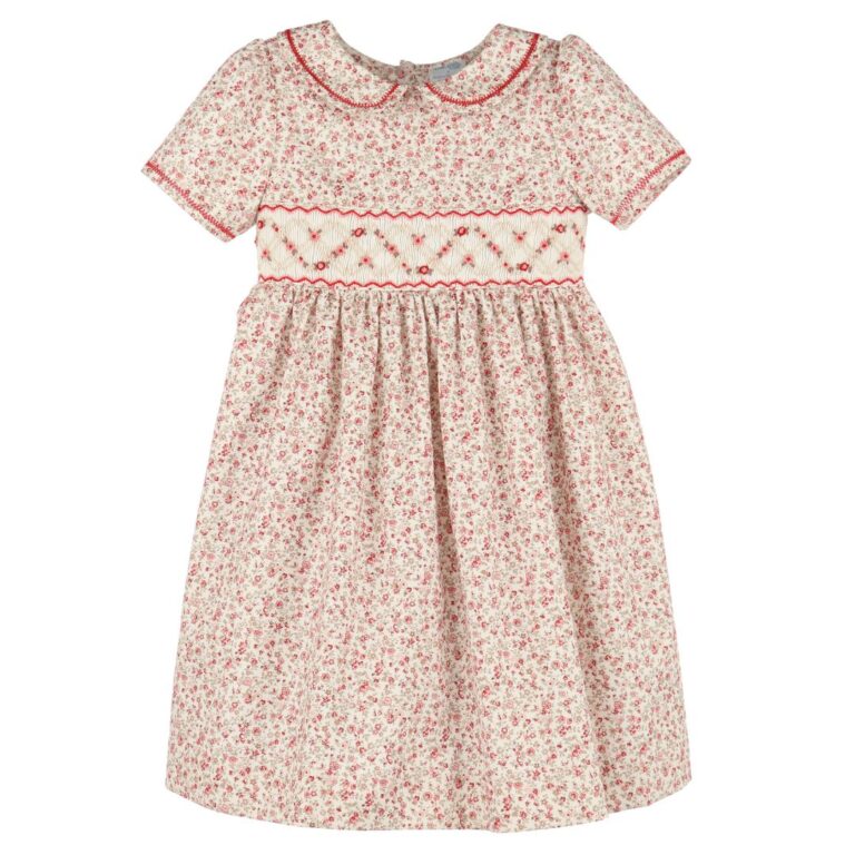Floral smocked dress with Peter Pan collar – Luli and Me