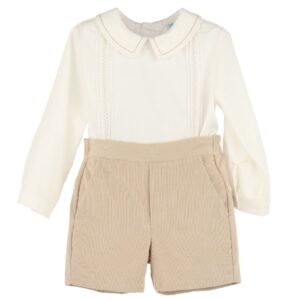 Ivory set with beige shorts – Luli and Me