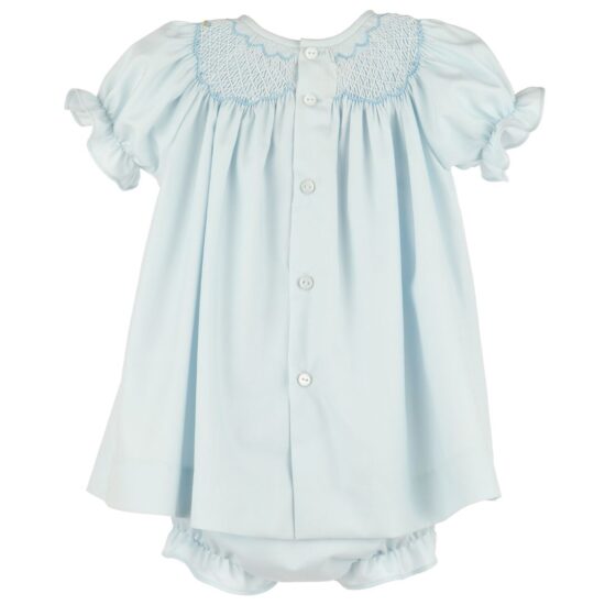 Light blue smocked dress with included hat – Luli and Me