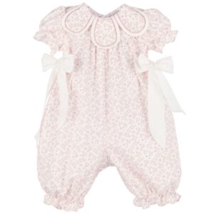 Pink Floral Romper with Side Bow – Sophie and Lucas