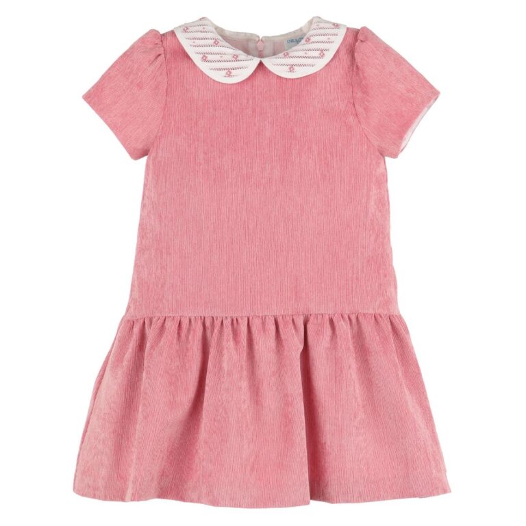 Pink dress with embroidered collar – Luli and Me