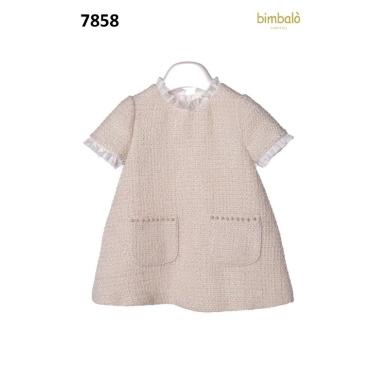 Bimbalò Chanel-Style Tweed and Pearl Dress for Girls