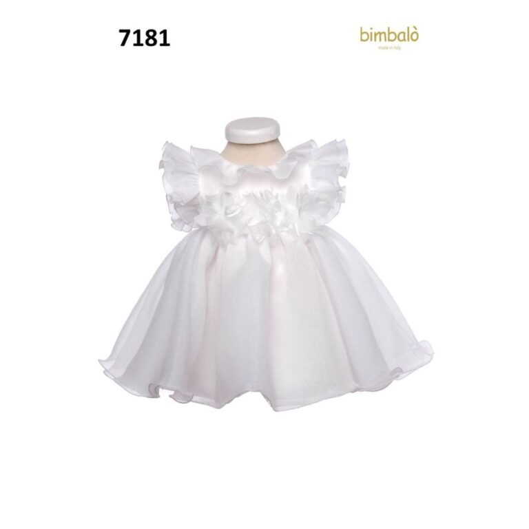 Bimbalò Luxury White Dress for Baptism and Party