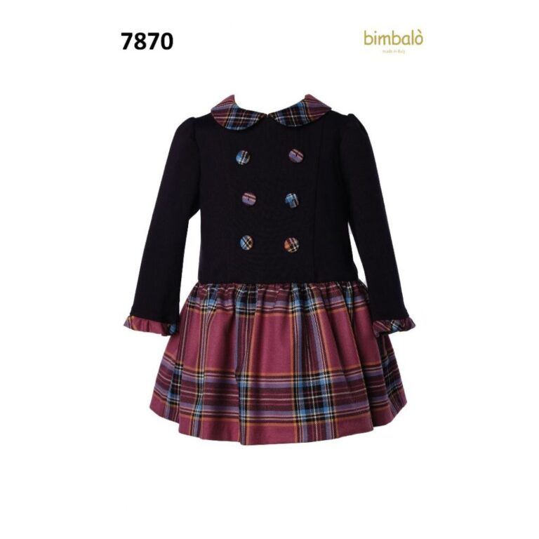 Bimbalò Navy Blue and Tartan Winter Dress