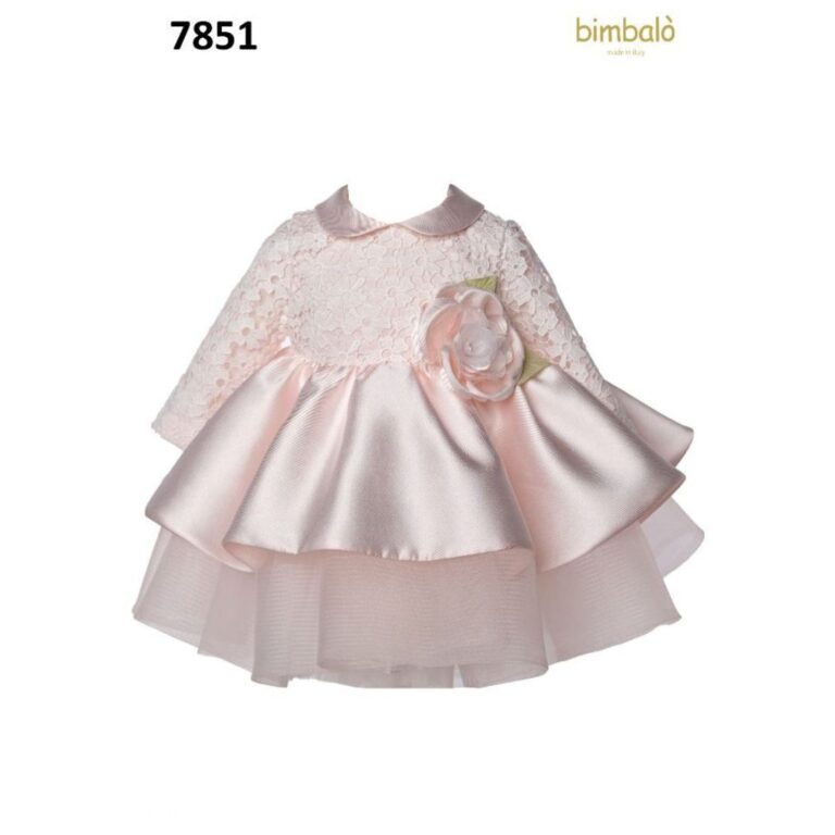 Bimbalò Pink Party Dress with Lace and Satin Skirt