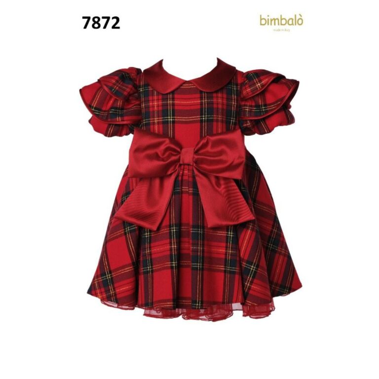 Bimbalò Red Tartan Christmas Party Dress with Maxi Bow