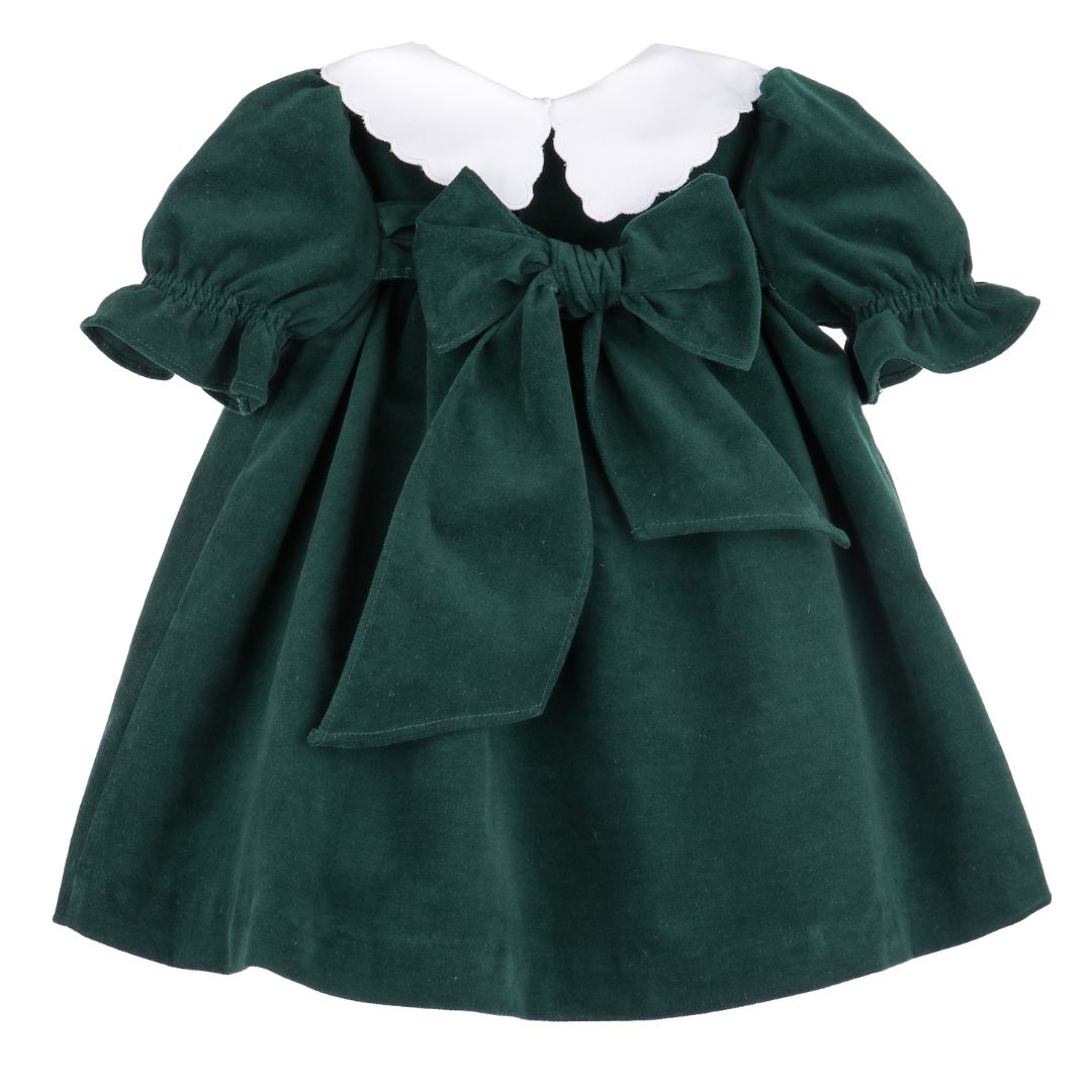 Green dress with Christmas embroidered collar – Sophie & Lucas