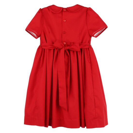 Red dress with embroidered smock – Luli & Me