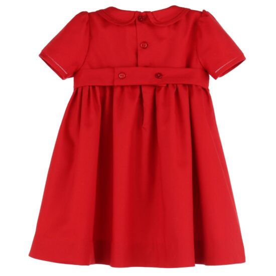 Red dress with smock embroidery – Luli & Me