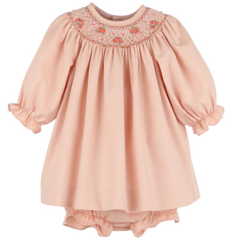 Rose dress with smock embroidery – Luli & Me