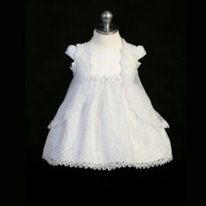 Baby Floral Lace White Dress and Bolero Set