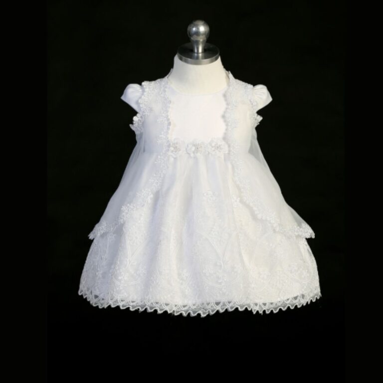 Baby Floral Lace White Dress and Bolero Set