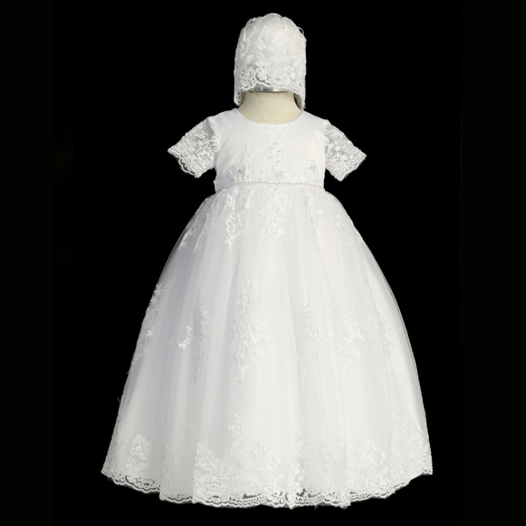 Christening Dress with Lace and Hat - Tip Top