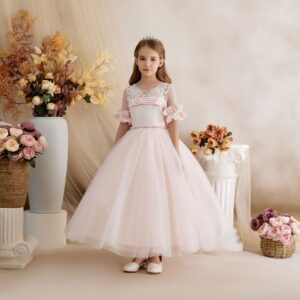 Princess Daliana Gala Dress – Pastel Pink & Royal Groom