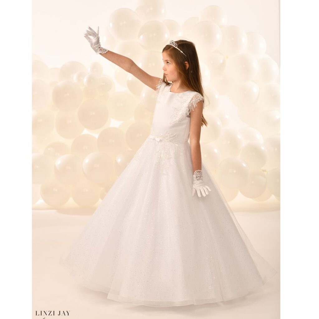 slim fit dress slacks Carina Classic Spanish First Communion Dress main image 1