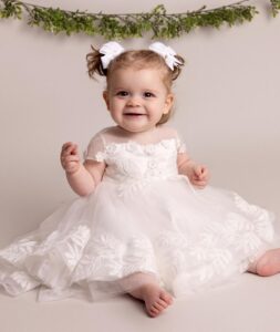 Floral Embroidered Tulle Dress with Statement Bow