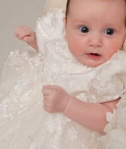 3D Floral Lace Christening Gown